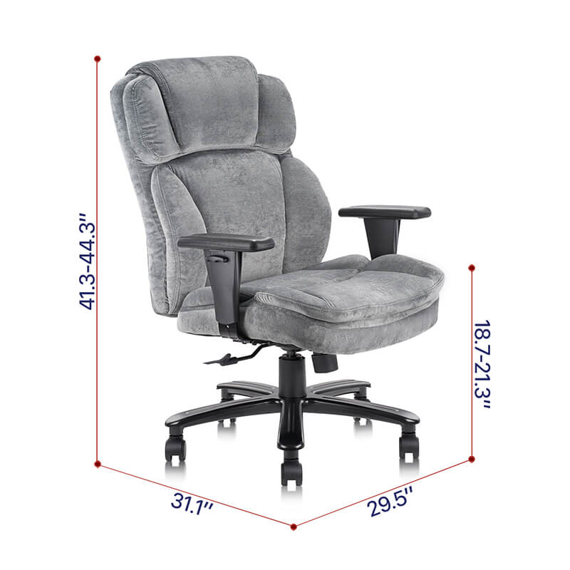 Homrest Ergonomic Executive Office Chair with Upholstered Thick Padding Headrest & Armrest, Gray