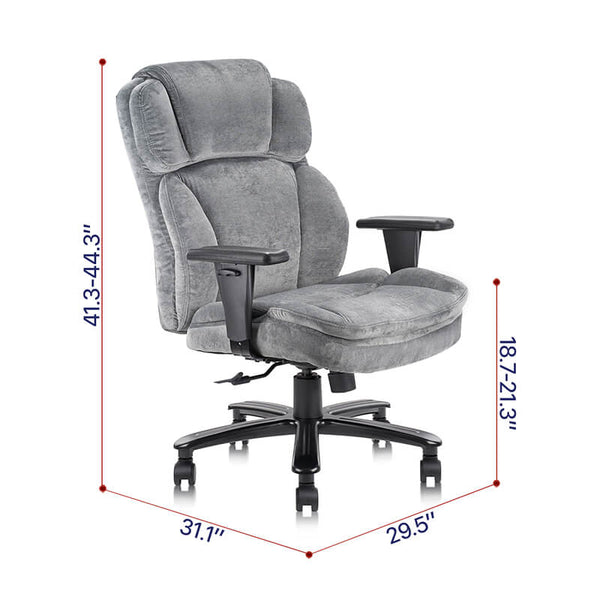 Homrest Ergonomic Executive Office Chair with Upholstered Thick Padding Headrest & Armrest, Gray