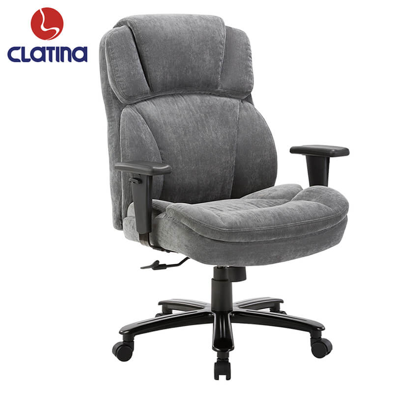 Homrest Ergonomic Executive Office Chair with Upholstered Thick Padding Headrest & Armrest, Gray