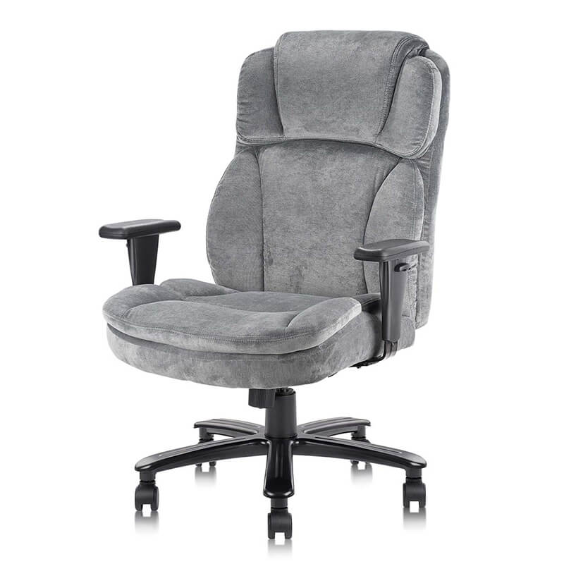 Homrest Ergonomic Executive Office Chair with Upholstered Thick Padding Headrest & Armrest, Gray