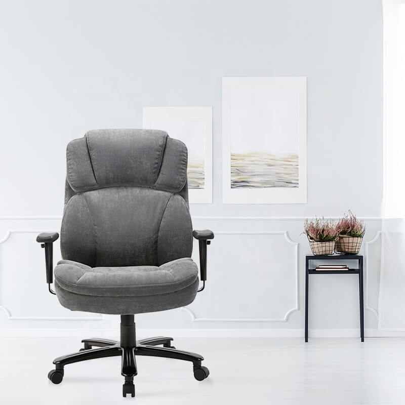 Homrest Ergonomic Executive Office Chair with Upholstered Thick Padding Headrest & Armrest, Gray