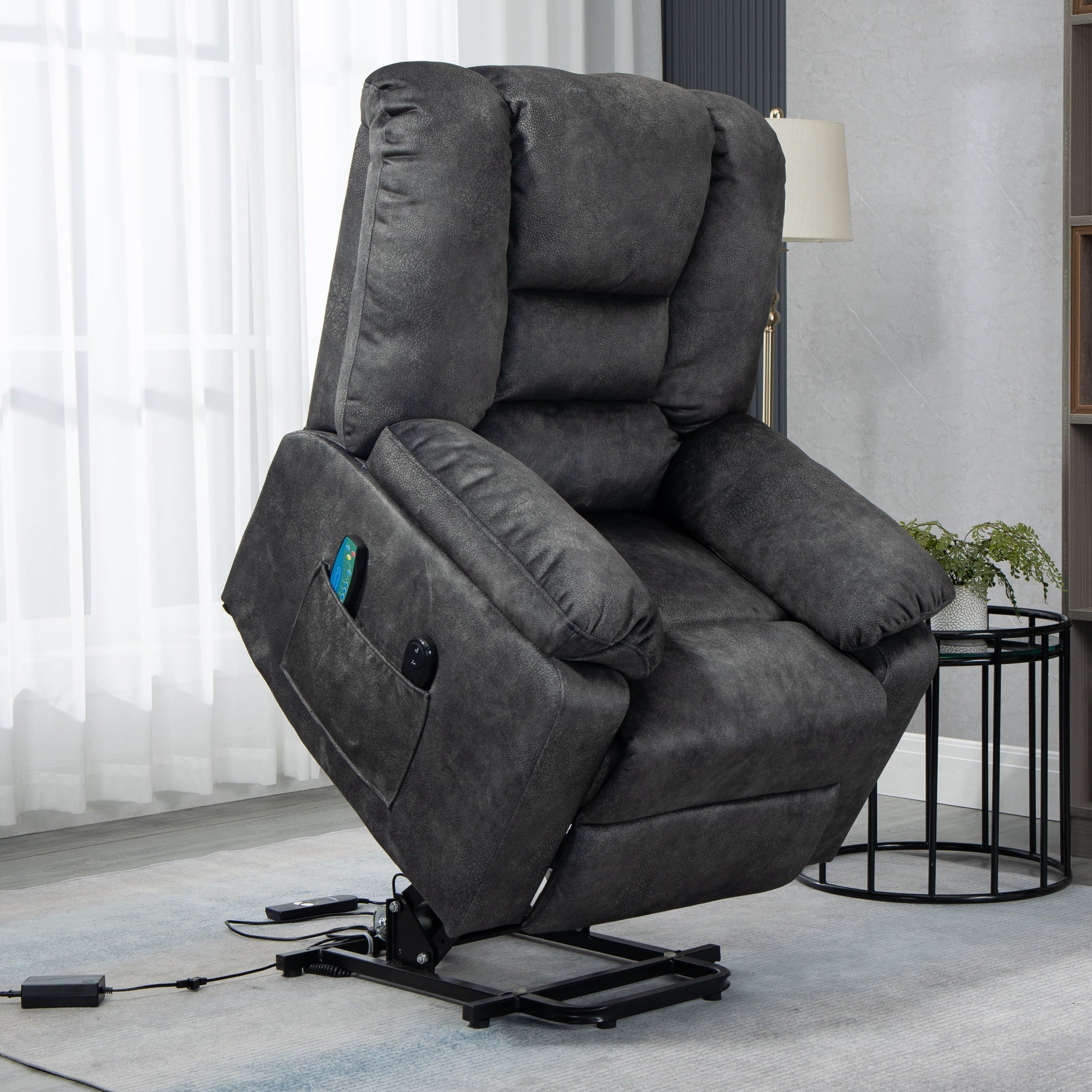 Homrest Power Lift Microfiber Electric Recliner Chair for Elderly with Side Pockets, Remote Control Living Room Chair (Grey)