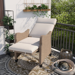 Homrest Outdoor Ratten Lounge Chair with Removable Cushion