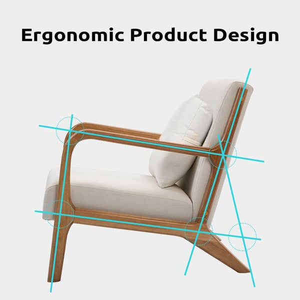 Lounge Arm Chair Mid Century Modern Accent Chair Wood Frame Armchair, Beige