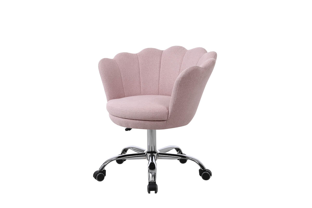 Modern Home Office Chair, Cute Velvet Upholstered Shell Chair Adjustable Swivel Vanity Chair for Women, Pink