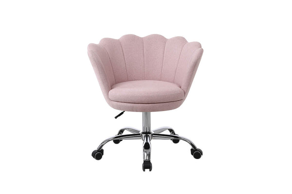 Modern Home Office Chair, Cute Velvet Upholstered Shell Chair Adjustable Swivel Vanity Chair for Women, Pink