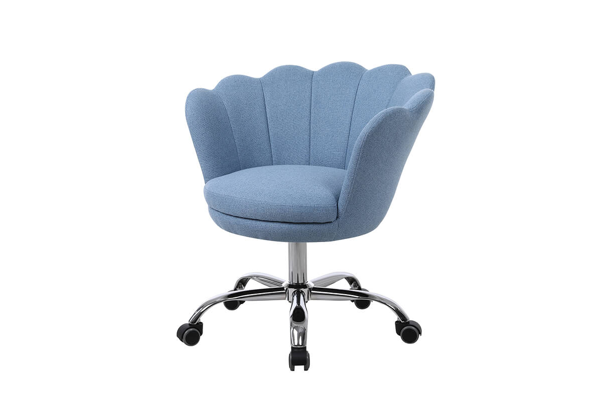 Modern Home Office Chair, Cute Velvet Upholstered Shell Chair Adjustable Swivel Vanity Chair for Women, Blue