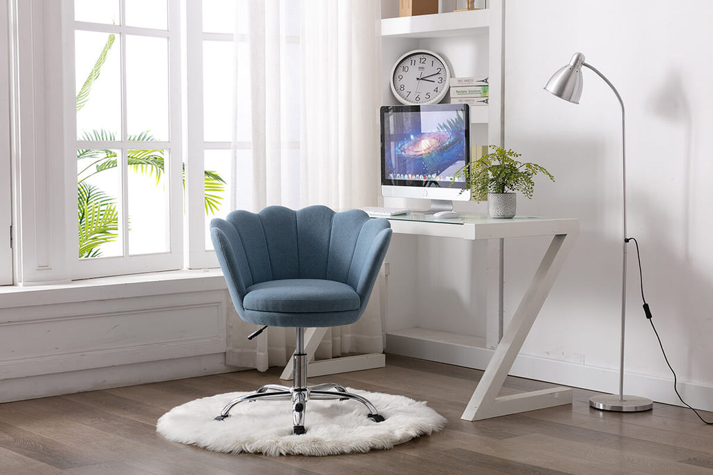 Upholstered Shell Chair Adjustable Swivel Chair, Blue