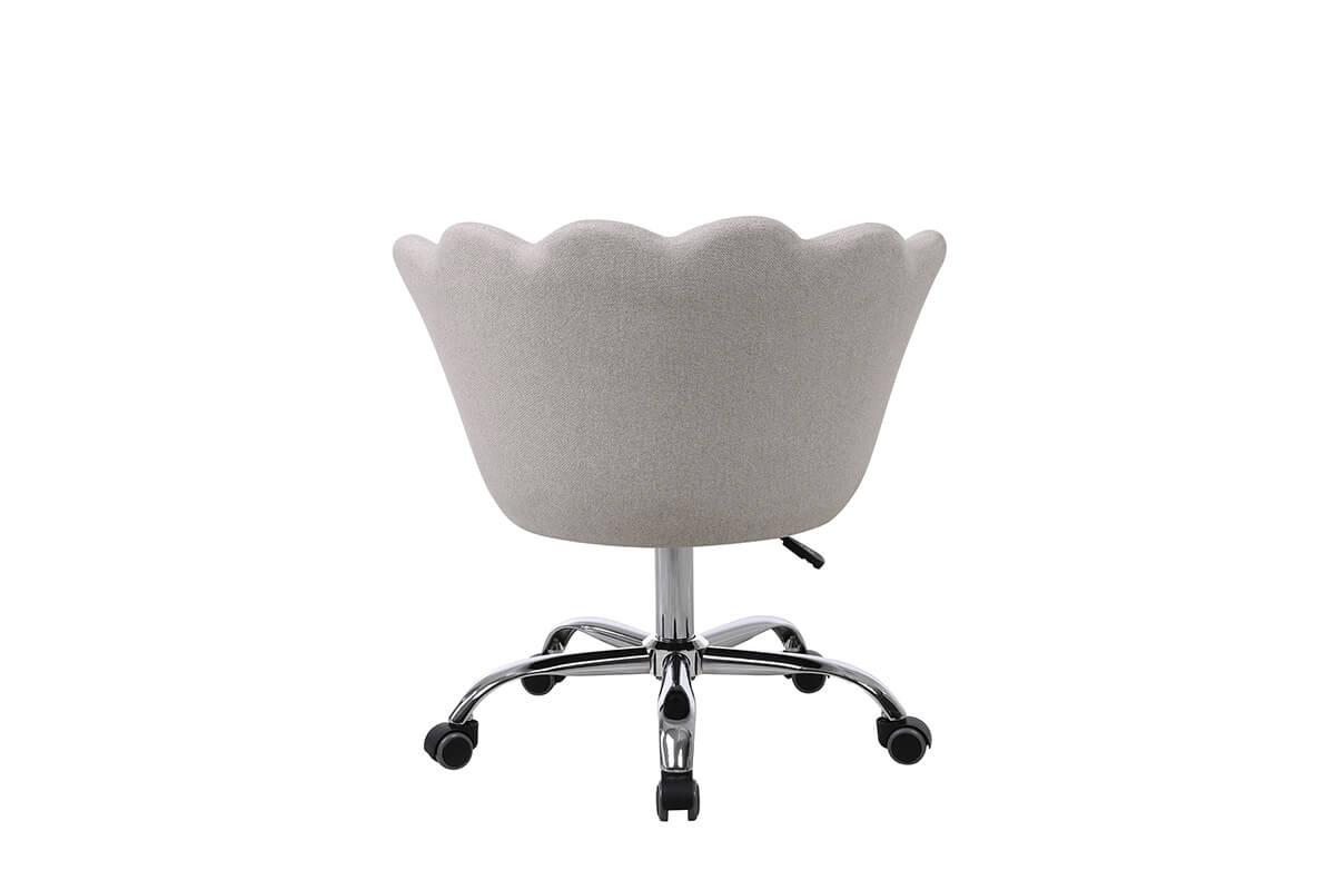 Modern Home Office Chair, Cute Velvet Upholstered Shell Chair Adjustable Swivel Vanity Chair for Women, Beige