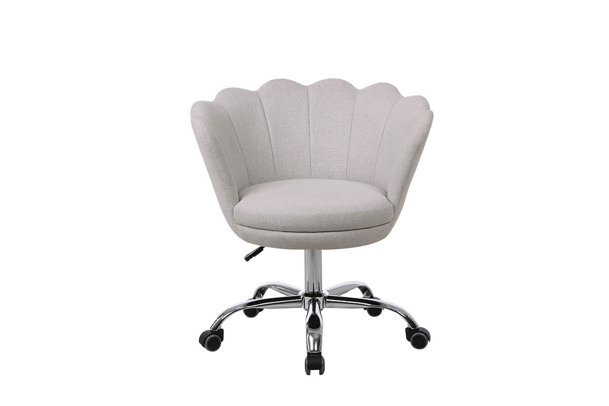 Modern Home Office Chair, Cute Velvet Upholstered Shell Chair Adjustable Swivel Vanity Chair for Women, Beige
