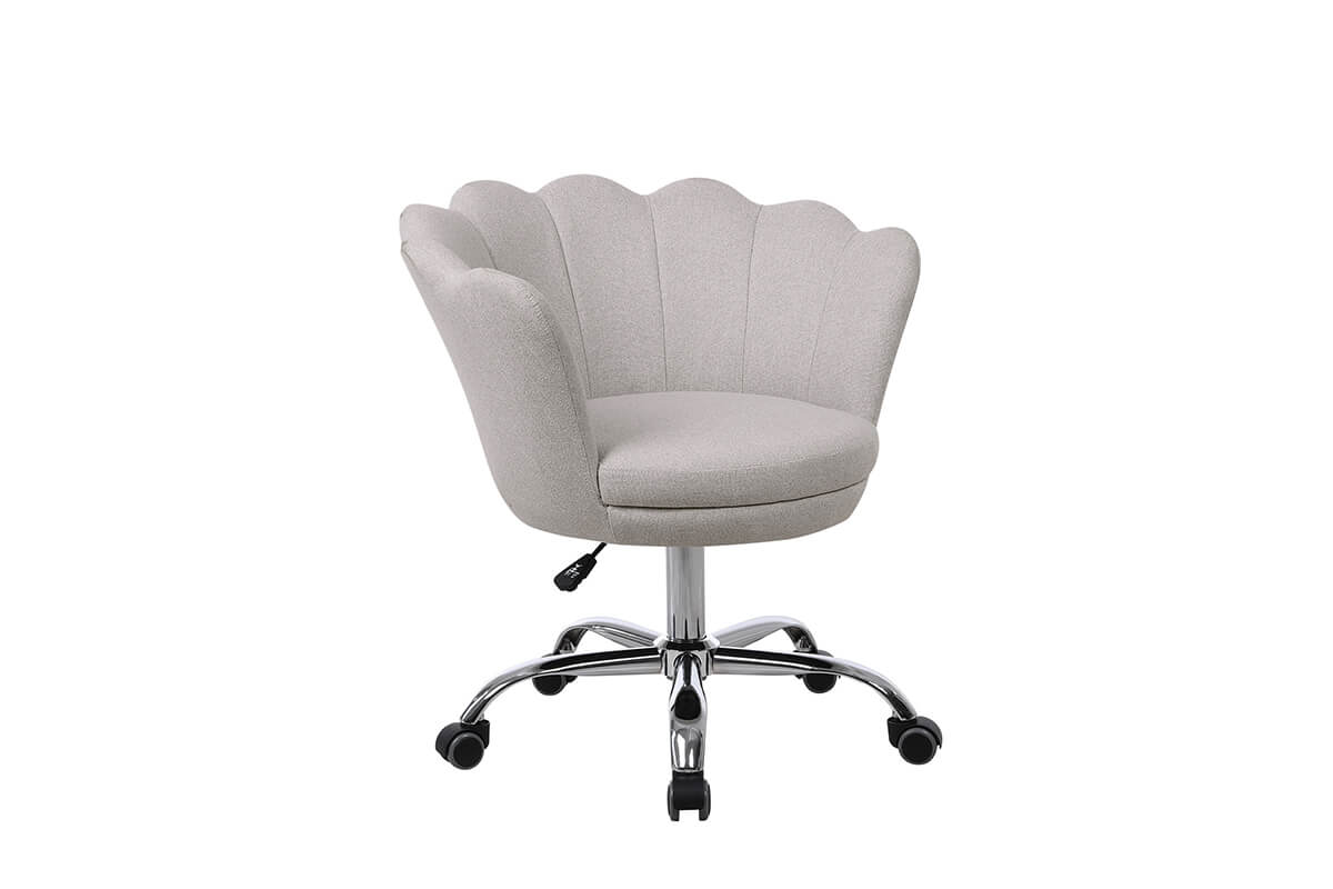 Modern Home Office Chair, Cute Velvet Upholstered Shell Chair Adjustable Swivel Vanity Chair for Women, Beige