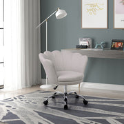Modern Home Office Chair, Cute Velvet Upholstered Shell Chair Adjustable Swivel Vanity Chair for Women, Beige
