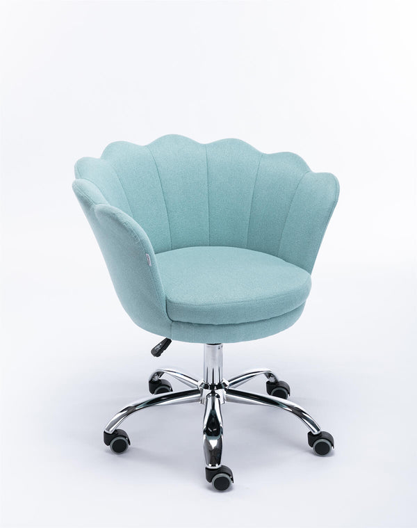 Modern Home Office Chair, Cute Velvet Upholstered Shell Chair Adjustable Swivel Vanity Chair for Women, Mint Green