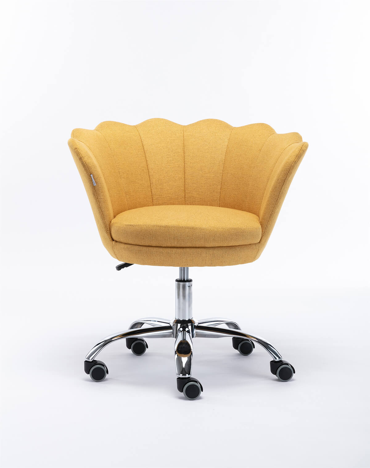 Modern Home Office Chair, Cute Velvet Upholstered Shell Chair Adjustable Swivel Vanity Chair for Women, Yellow