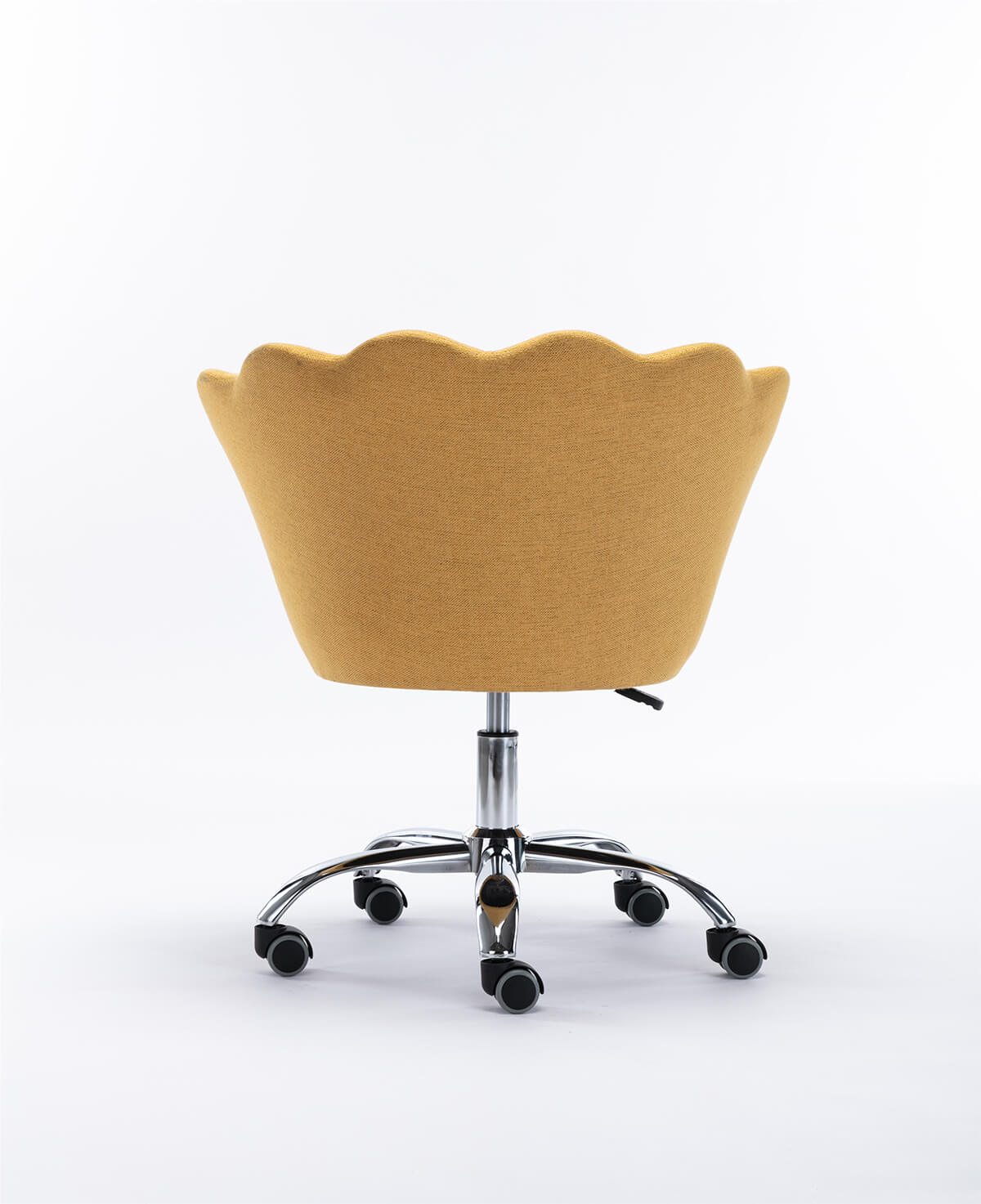 Modern Home Office Chair, Cute Velvet Upholstered Shell Chair Adjustable Swivel Vanity Chair for Women, Yellow