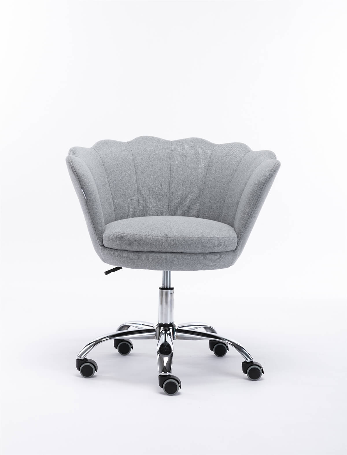 Modern Home Office Chair, Cute Velvet Upholstered Shell Chair Adjustable Swivel Vanity Chair for Women, Light Gray
