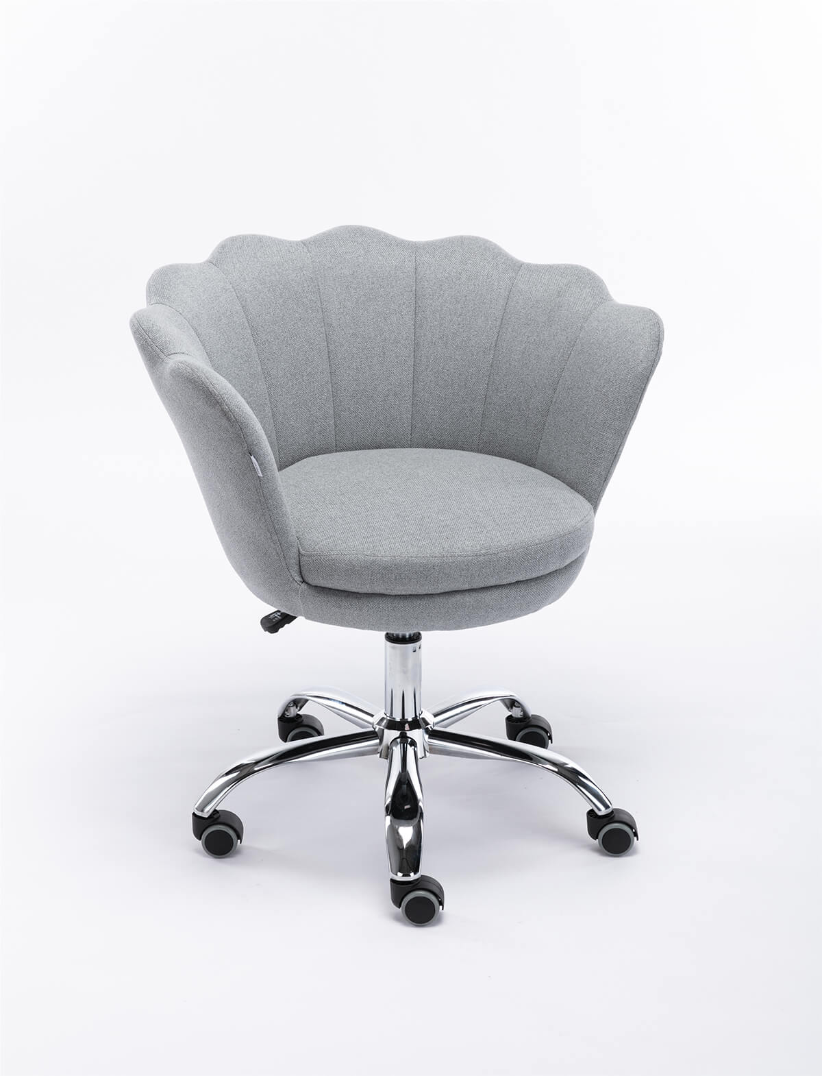 Modern Home Office Chair, Cute Velvet Upholstered Shell Chair Adjustable Swivel Vanity Chair for Women, Light Gray