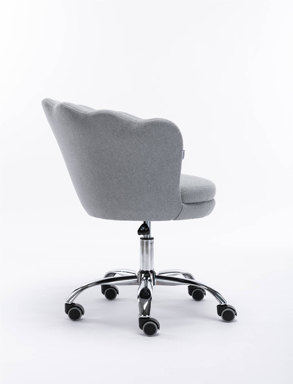Modern Home Office Chair, Cute Velvet Upholstered Shell Chair Adjustable Swivel Vanity Chair for Women, Light Gray