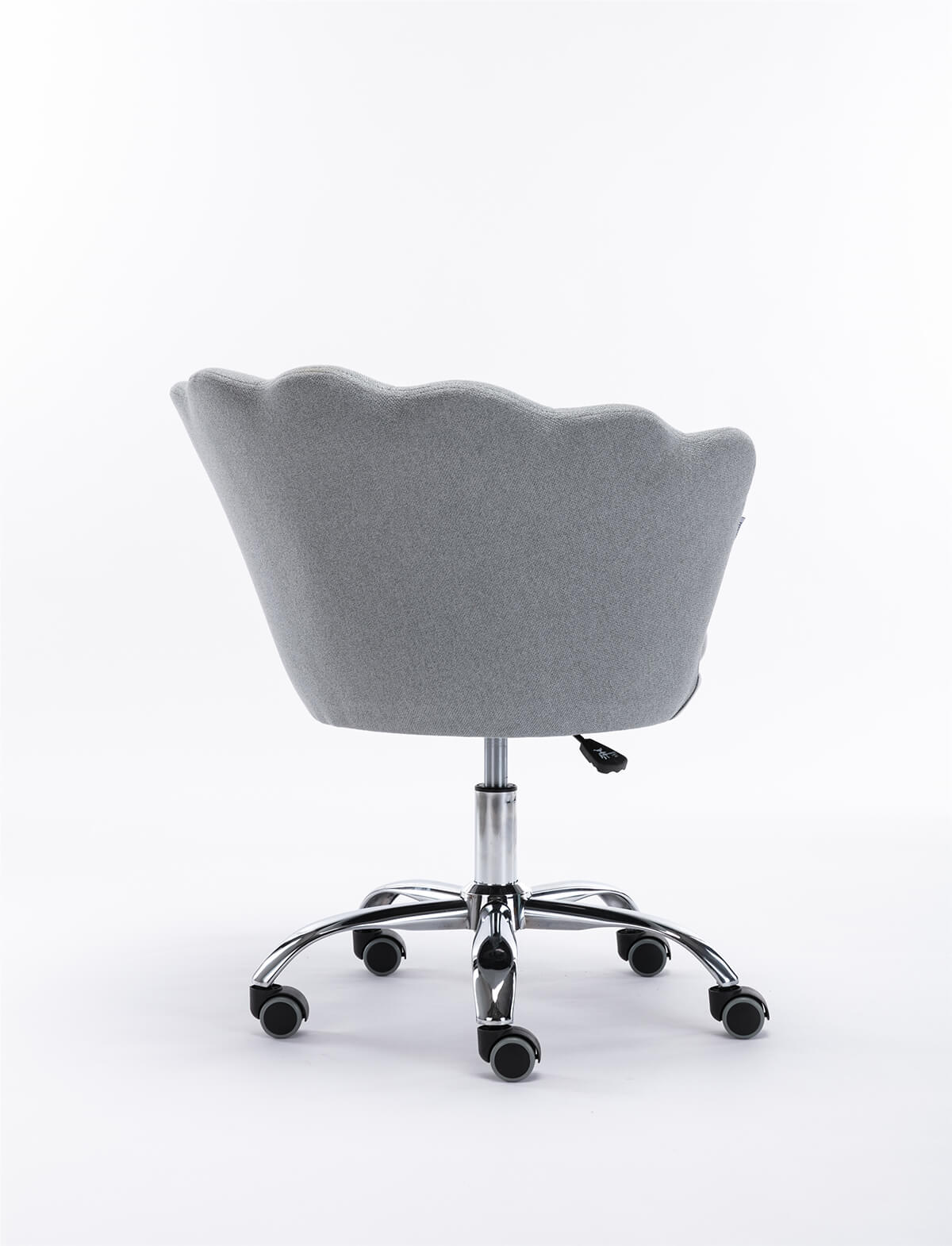 Modern Home Office Chair, Cute Velvet Upholstered Shell Chair Adjustable Swivel Vanity Chair for Women, Light Gray
