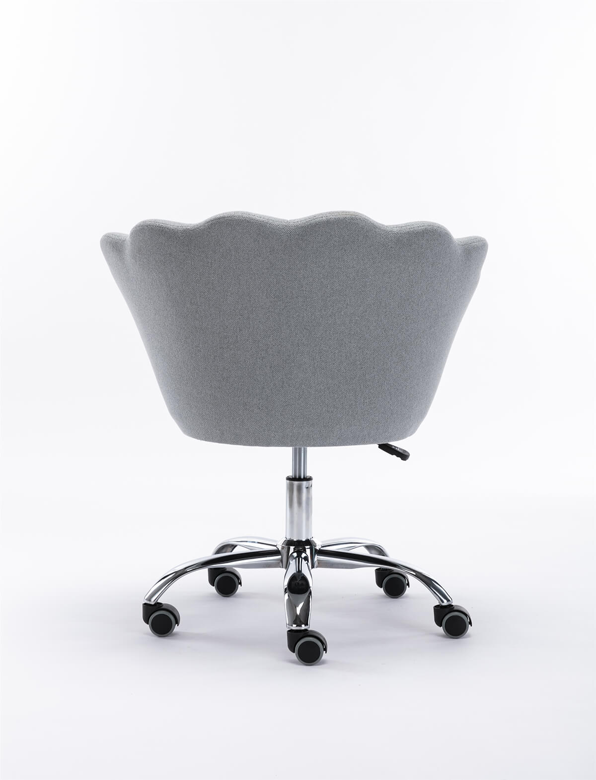 Modern Home Office Chair, Cute Velvet Upholstered Shell Chair Adjustable Swivel Vanity Chair for Women, Light Gray