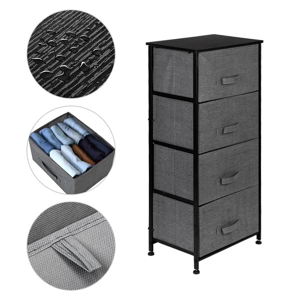 Homrest 4-Tier Dresser Tower, Fabric Drawer Organizer With 4 Easy Pull Drawers With Metal Frame