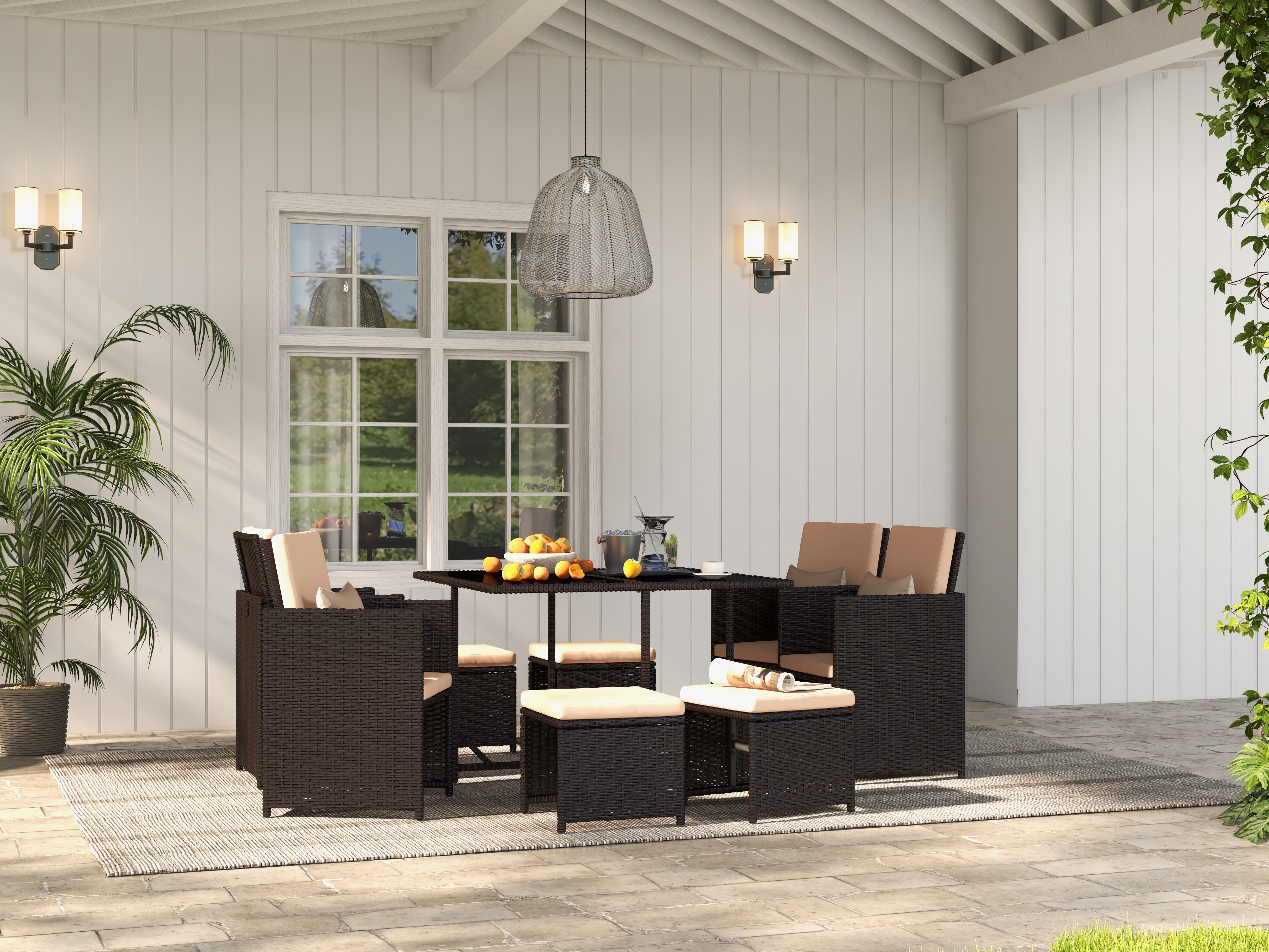 Homrest 9 pcs patio furniture set for porch, garden and poolside