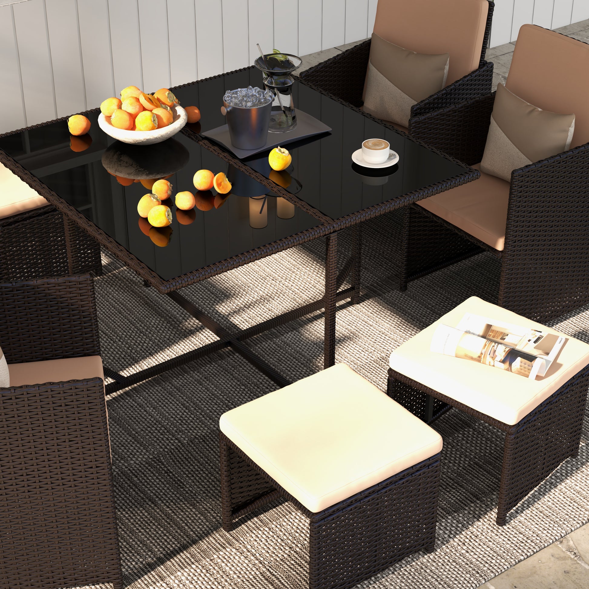 Homrest outdoor conversation set with ottoman and dust cover for porch, garden and poolside