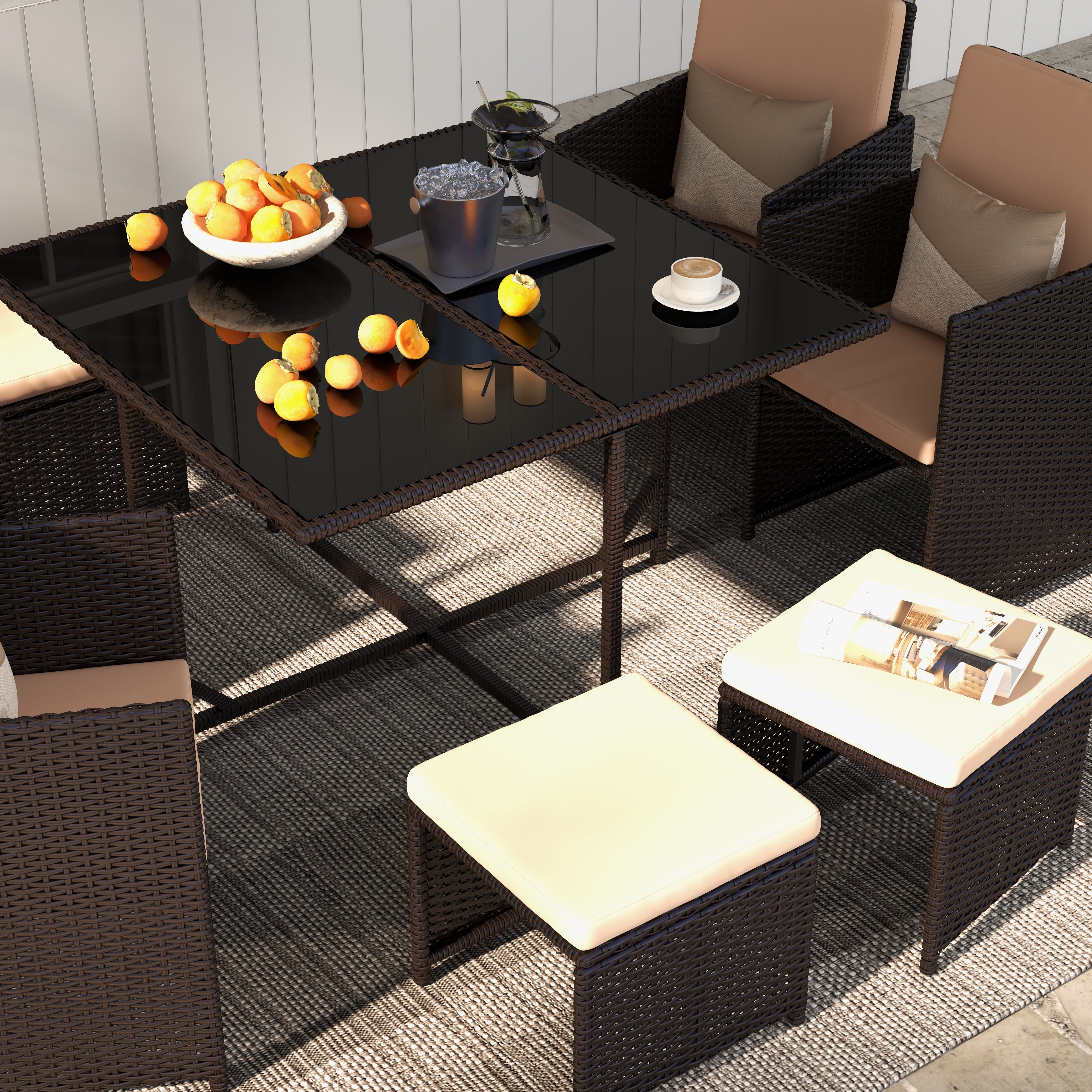 Homrest outdoor conversation set with ottoman and dust cover for porch, garden and poolside