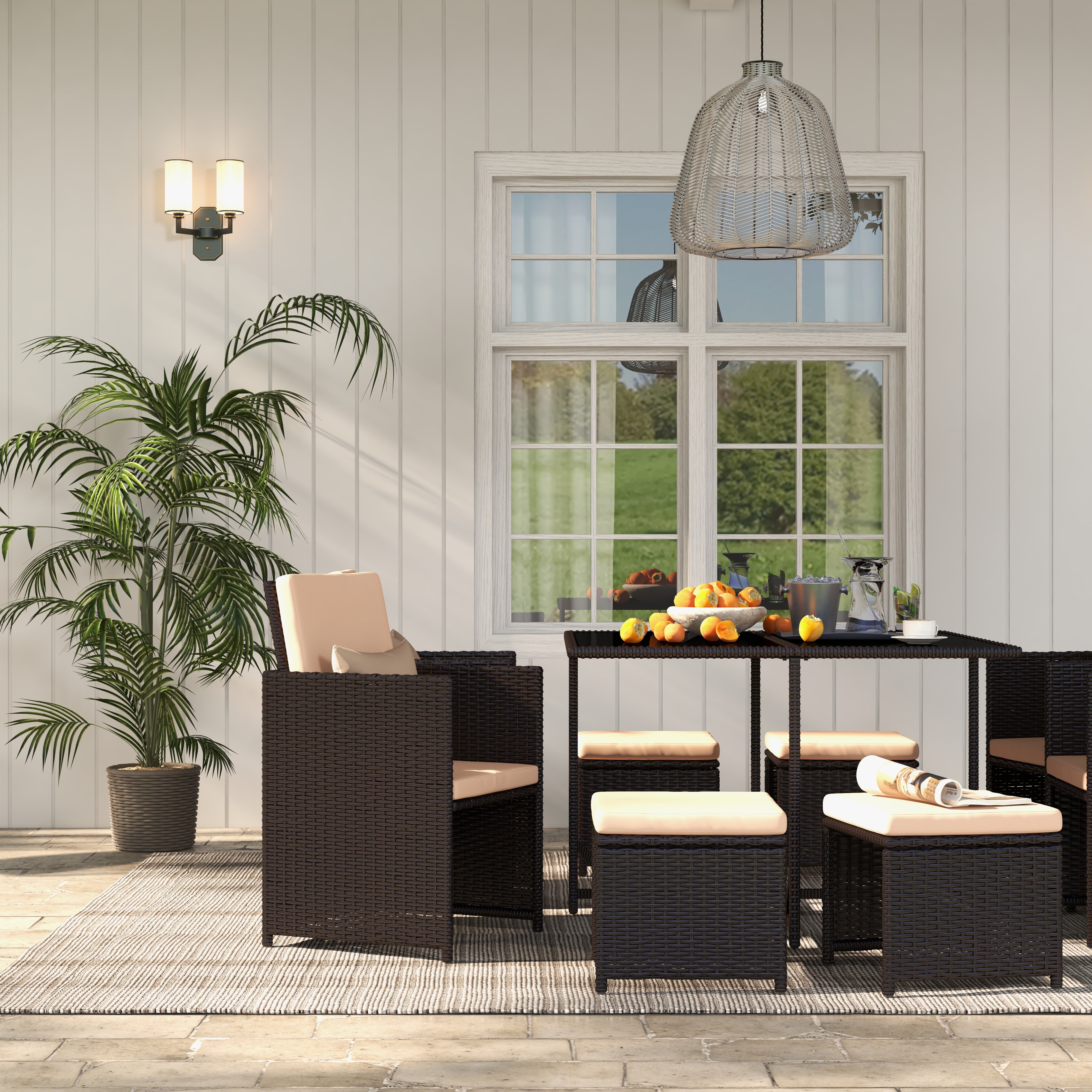 Homrest patio conversation set with ottoman and dust cover for porch, garden and poolside