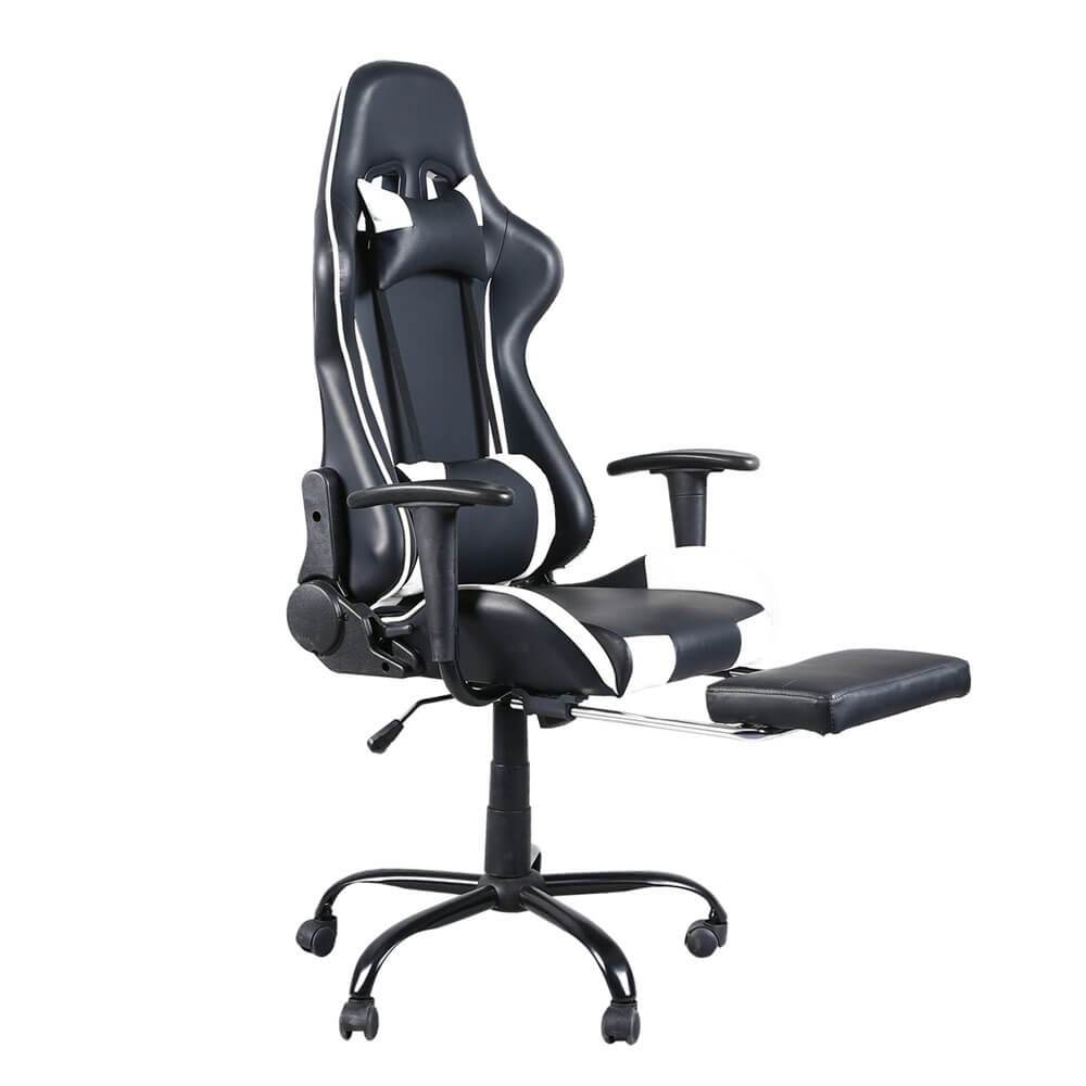 Homrest Racing Gaming Chair Faux Leather Chair Swivel Office Chair White