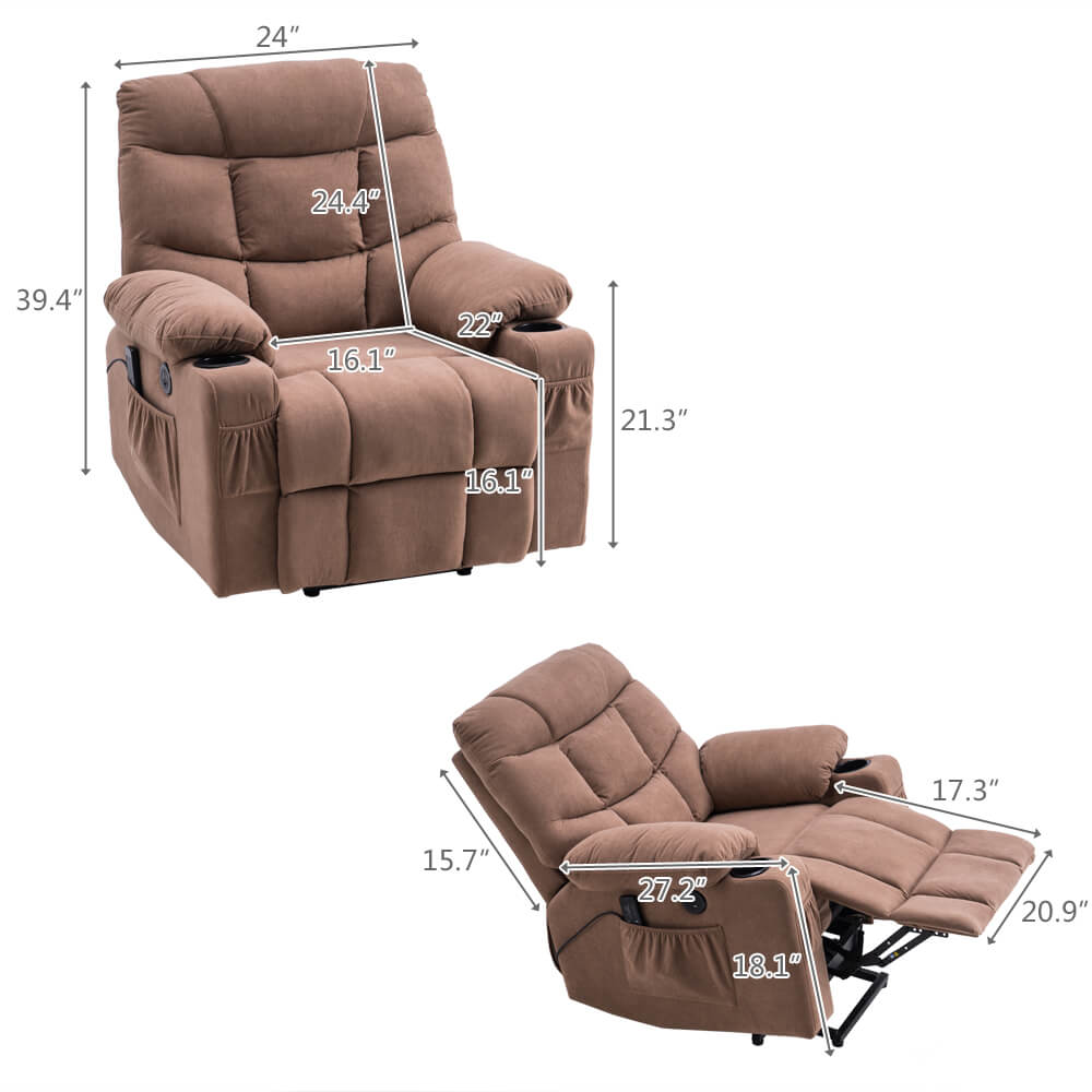 Homrest Dual Motor Lift Chair Recliners for Elderly, Fabric Electric Power Lift Recliner Chair Sofa with Side Pocket & Remote Control, Brown