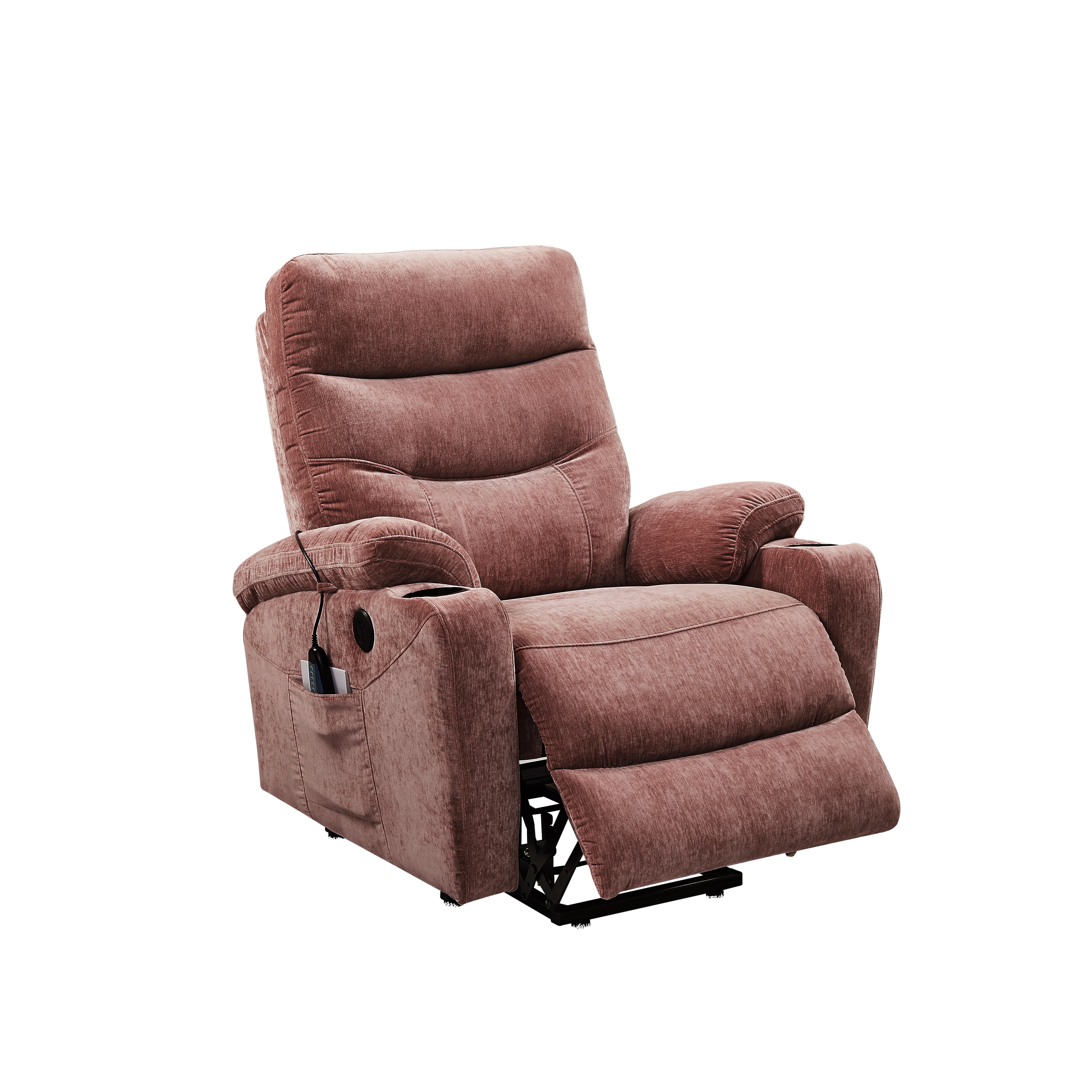  Homrest Power Lift Recliner Chair with Massage and Heat for Elderly Electric Recliner Lift Chair with 2 Side Pockets, Cup Holders, USB Port for Living Room, Rose