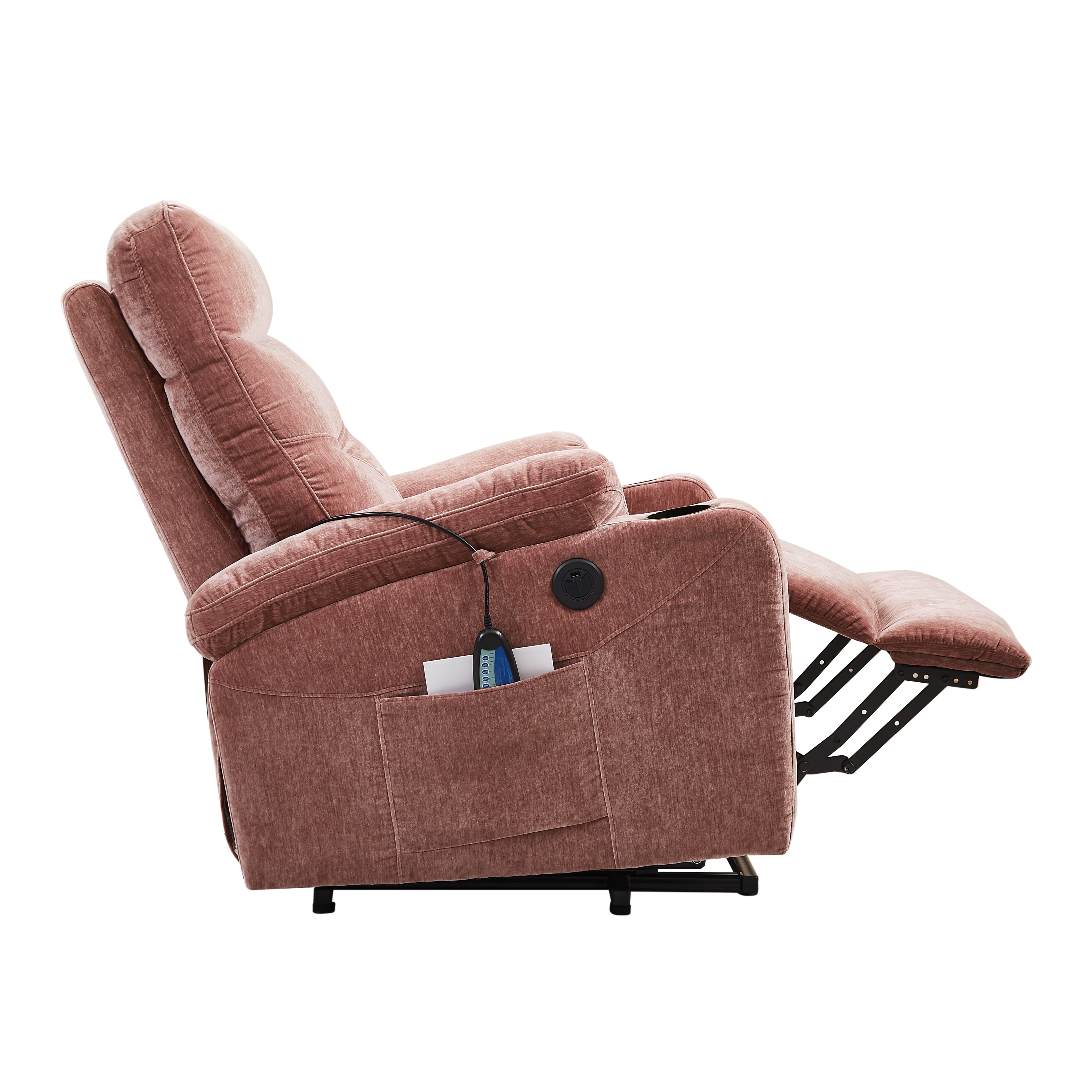  Homrest Power Lift Recliner Chair with Massage and Heat for Elderly Electric Recliner Lift Chair with 2 Side Pockets, Cup Holders, USB Port for Living Room, Rose