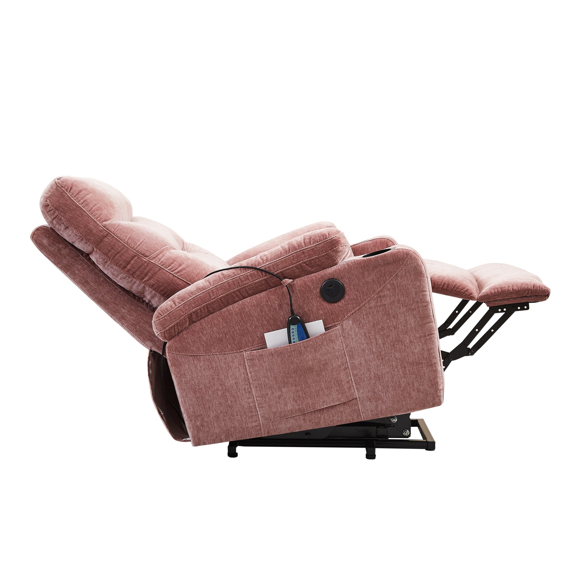  Homrest Power Lift Recliner Chair with Massage and Heat for Elderly Electric Recliner Lift Chair with 2 Side Pockets, Cup Holders, USB Port for Living Room, Rose