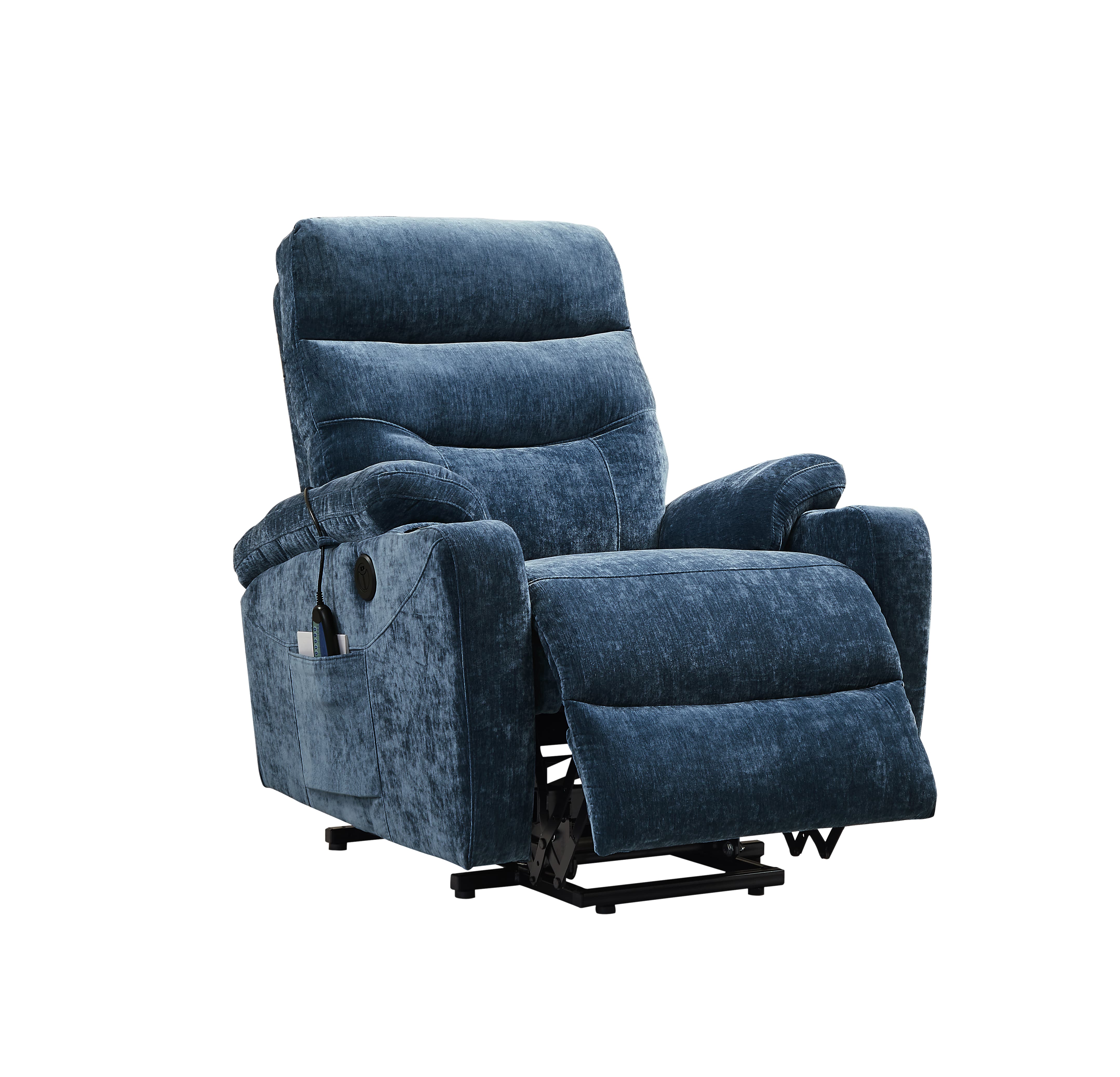 Homrest Power Lift Recliner Chair with Massage and Heat for Elderly Electric Recliner Lift Chair with 2 Side Pockets, Cup Holders, USB Port for Living Room, Blue