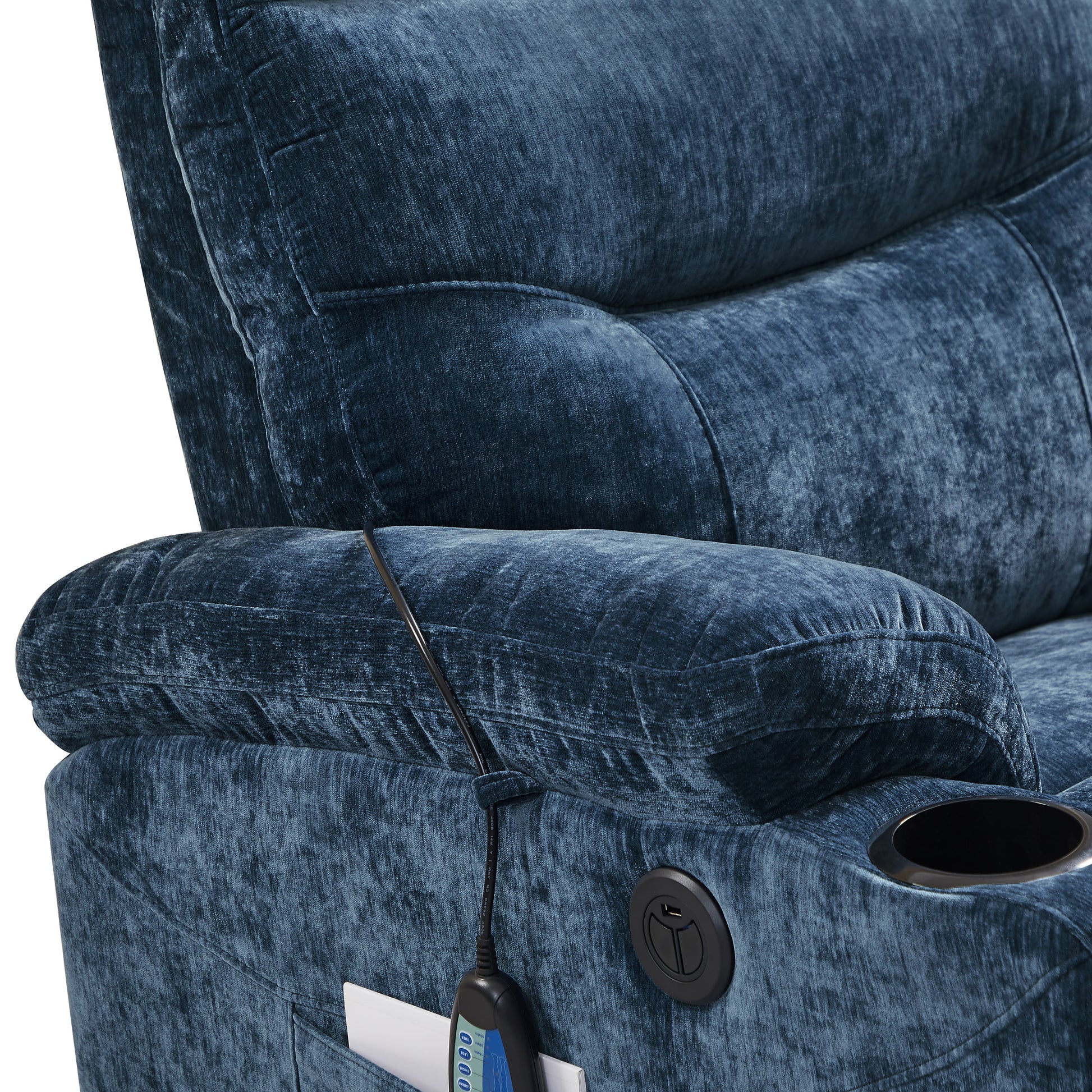 Homrest Power Lift Recliner Chair with Massage and Heat for Elderly Electric Recliner Lift Chair with 2 Side Pockets, Cup Holders, USB Port for Living Room, Blue