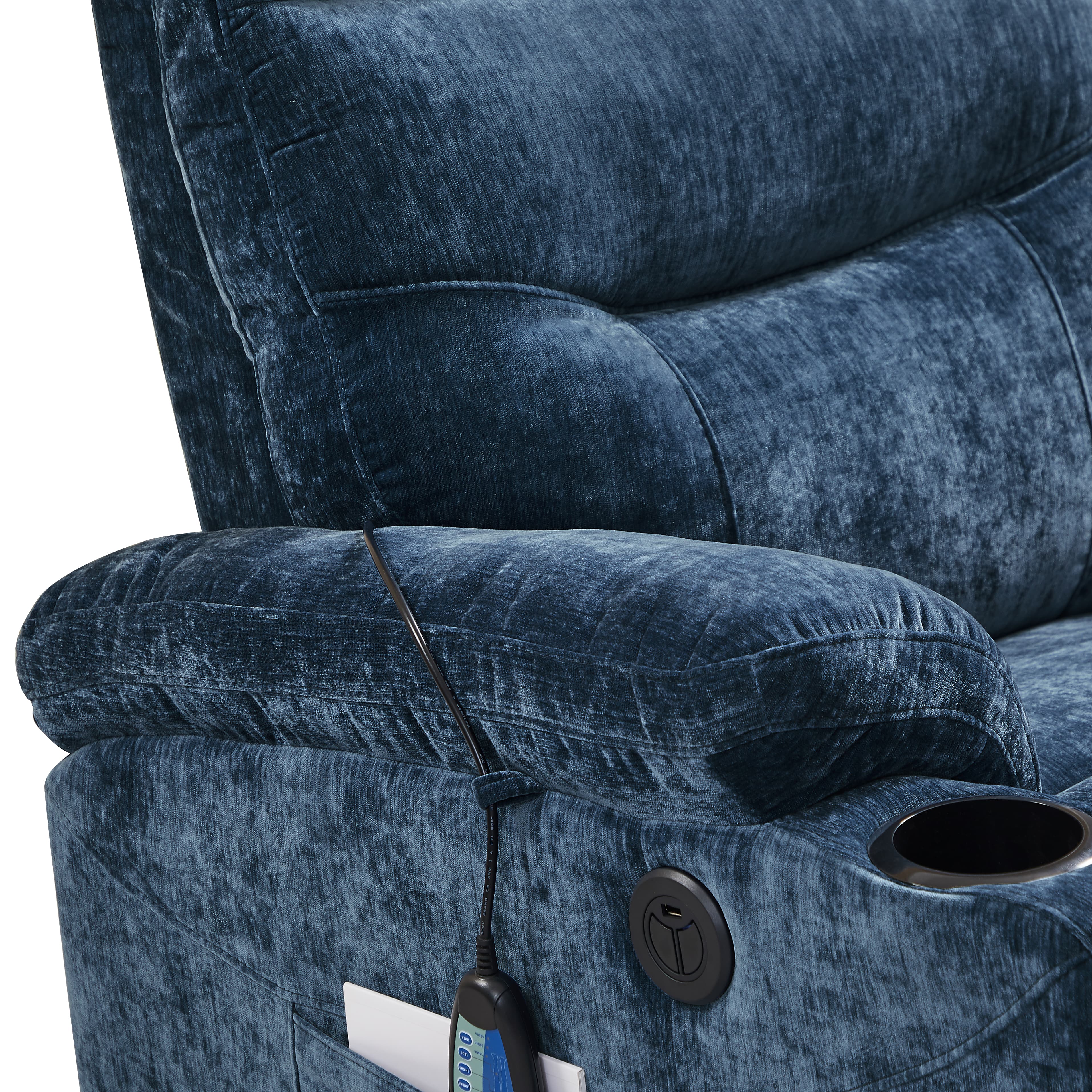 Homrest Power Lift Recliner Chair with Massage and Heat for Elderly Electric Recliner Lift Chair with 2 Side Pockets, Cup Holders, USB Port for Living Room, Blue