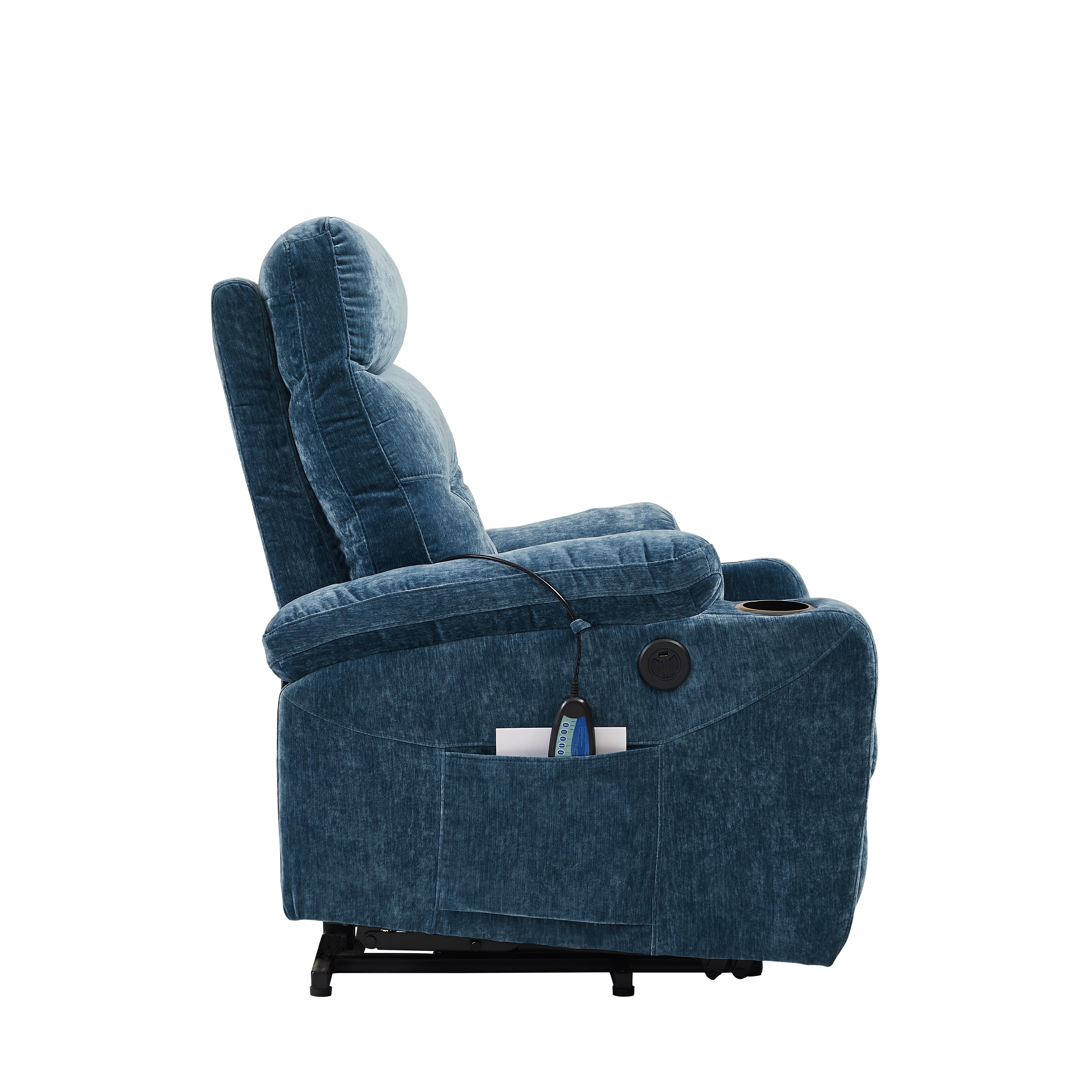 Homrest Power Lift Recliner Chair with Massage and Heat for Elderly Electric Recliner Lift Chair with 2 Side Pockets, Cup Holders, USB Port for Living Room, Blue