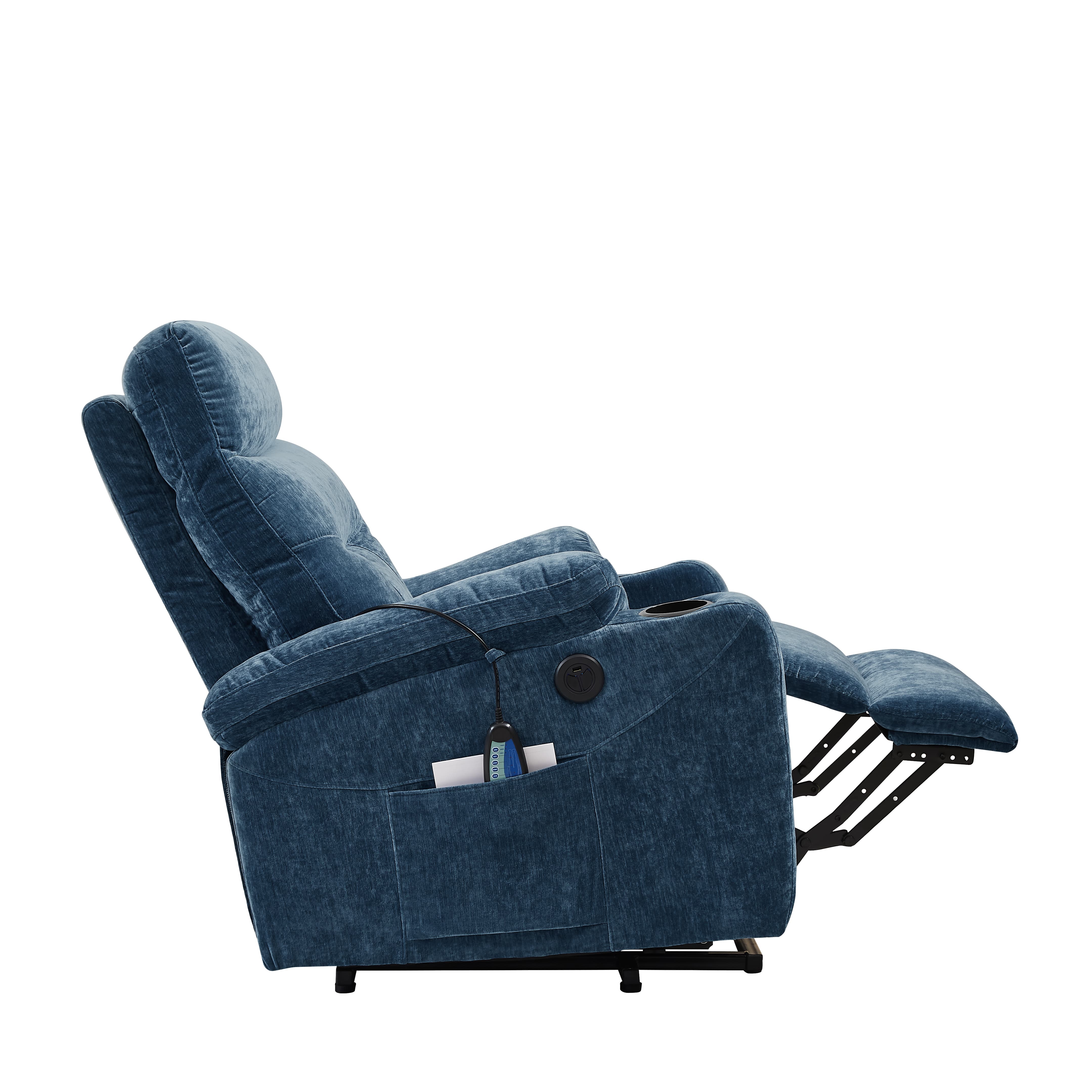 Homrest Power Lift Recliner Chair with Massage and Heat for Elderly Electric Recliner Lift Chair with 2 Side Pockets, Cup Holders, USB Port for Living Room, Blue