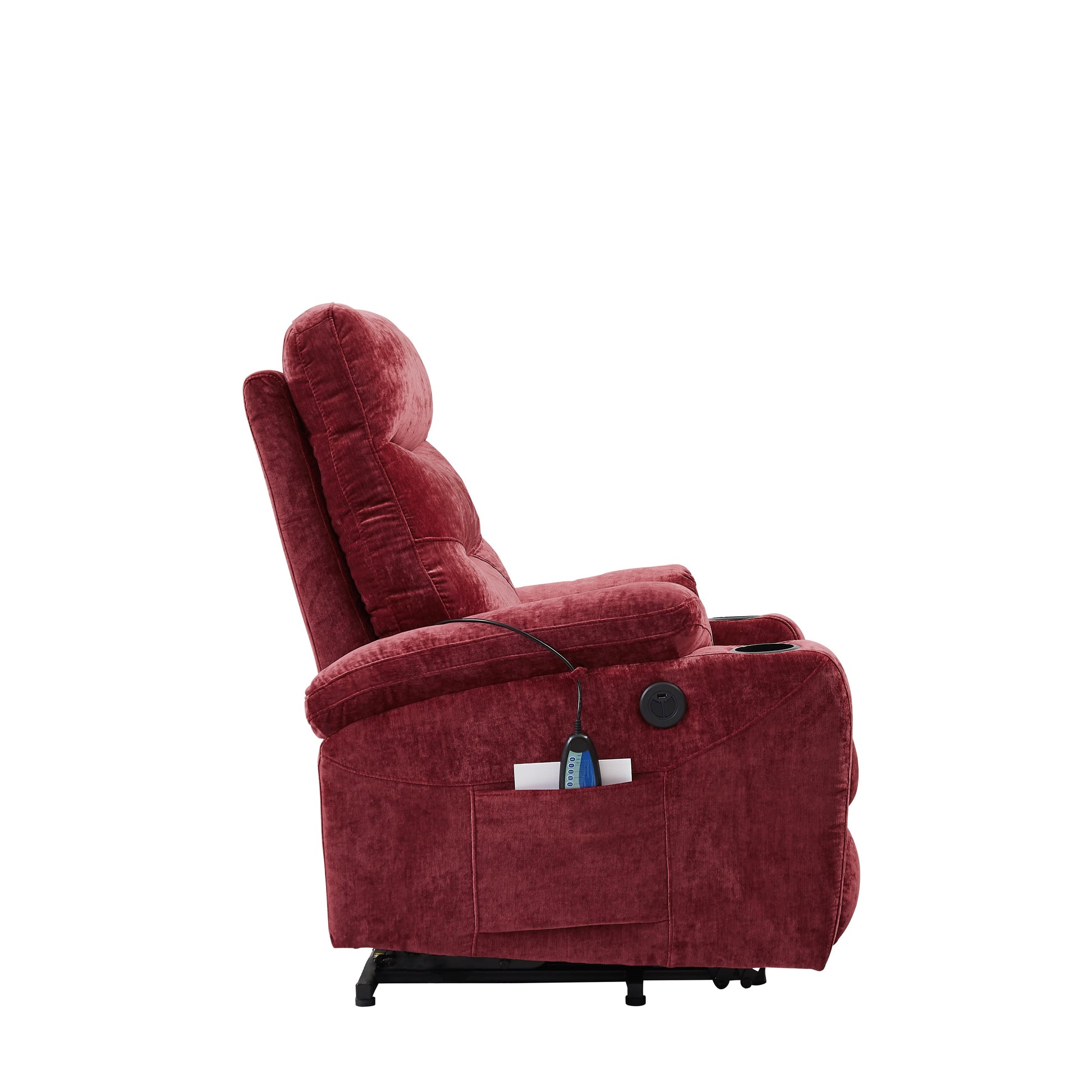  Power Lift Recliner Chair with Massage and Heat for Elderly Electric Recliner Lift Chair with 2 Side Pockets, Cup Holders, USB Port for Living Room, Red