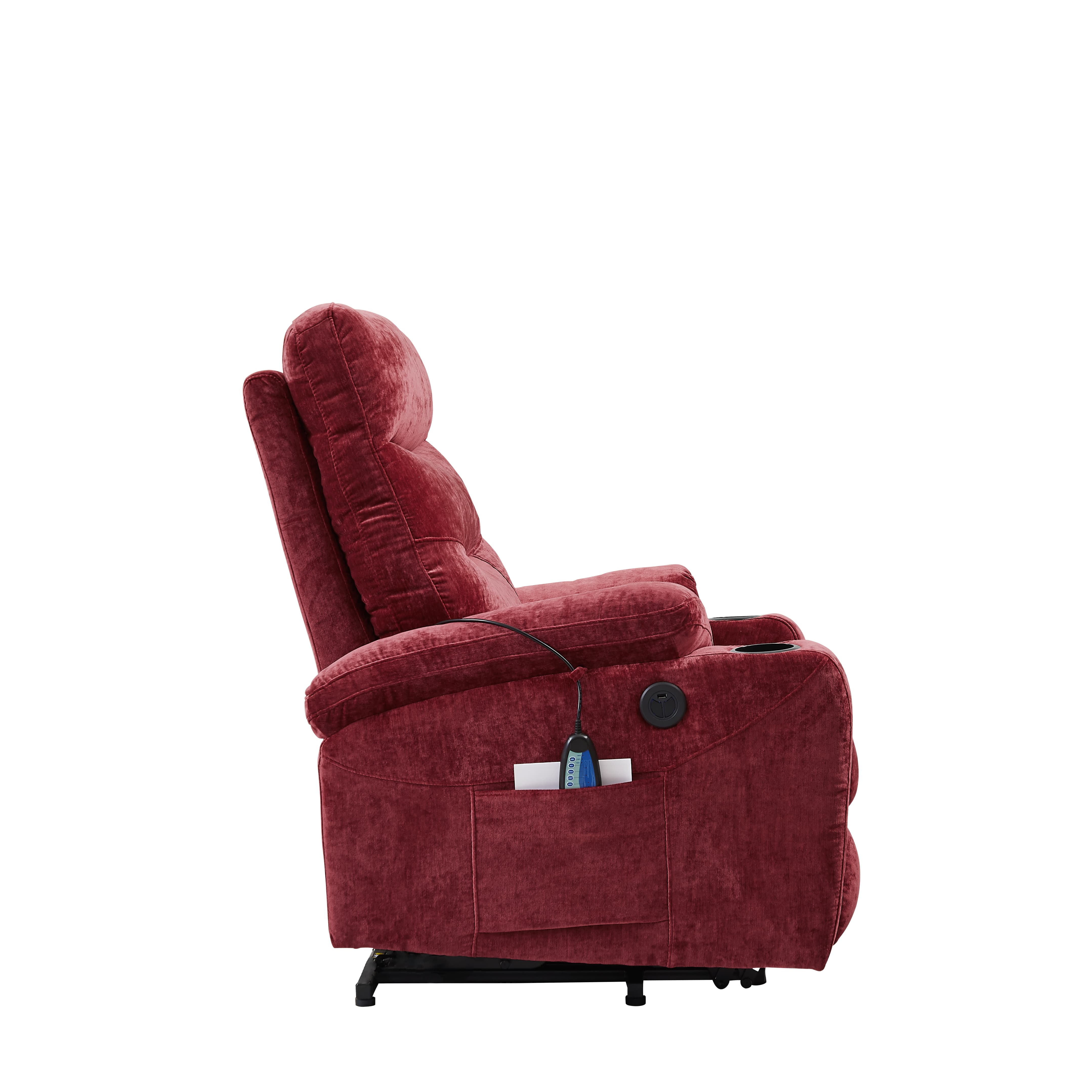  Power Lift Recliner Chair with Massage and Heat for Elderly Electric Recliner Lift Chair with 2 Side Pockets, Cup Holders, USB Port for Living Room, Red