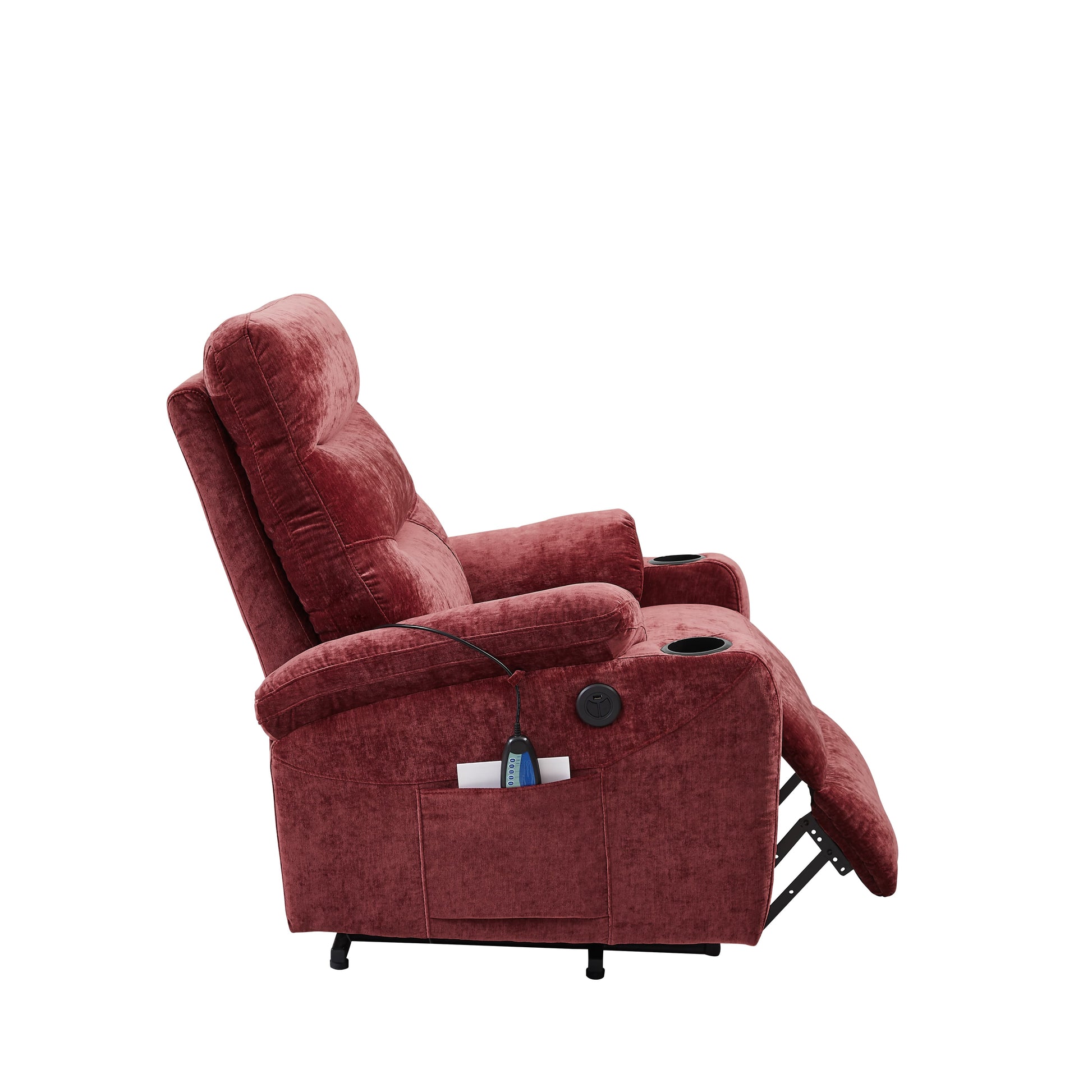  Power Lift Recliner Chair with Massage and Heat for Elderly Electric Recliner Lift Chair with 2 Side Pockets, Cup Holders, USB Port for Living Room, Red