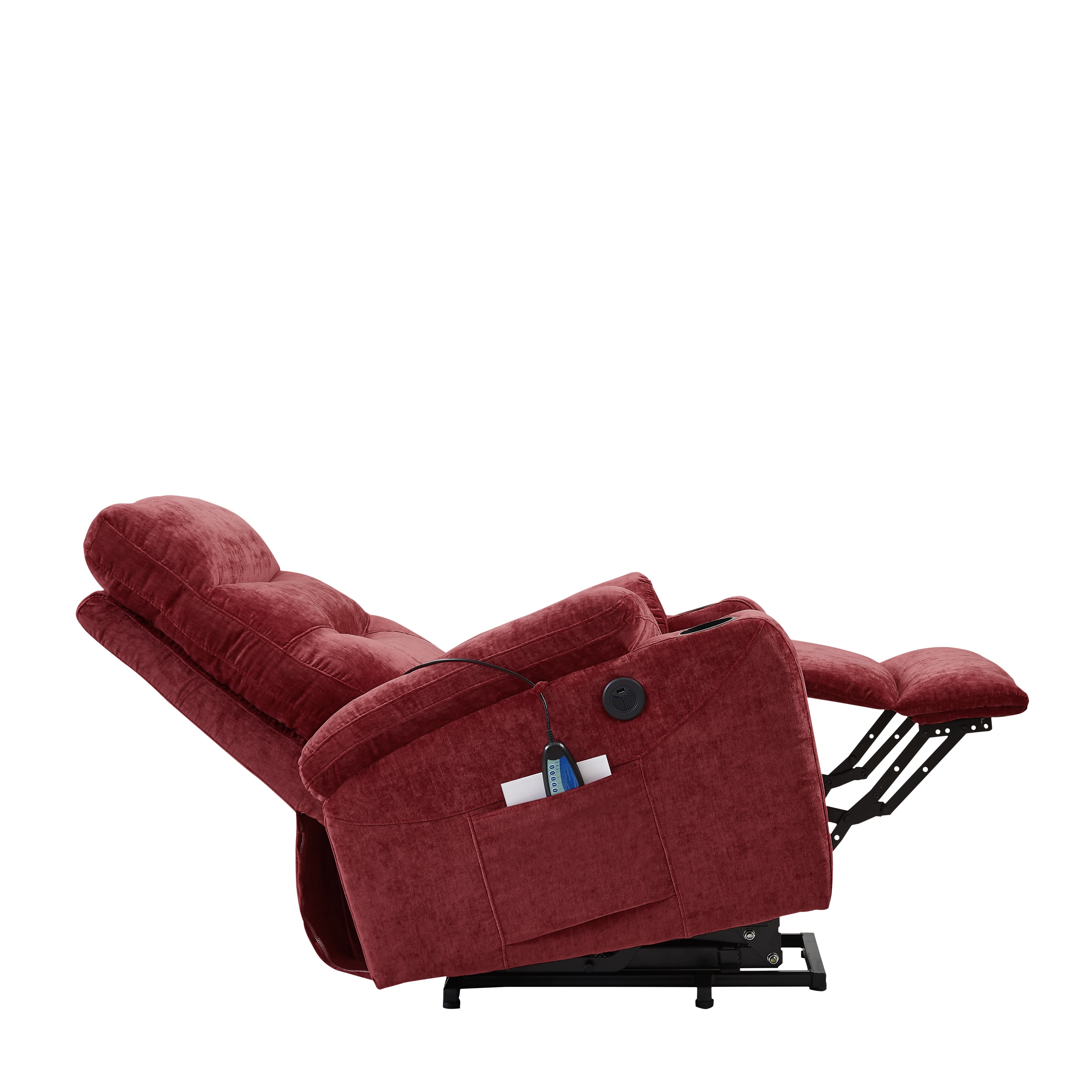  Power Lift Recliner Chair with Massage and Heat for Elderly Electric Recliner Lift Chair with 2 Side Pockets, Cup Holders, USB Port for Living Room, Red