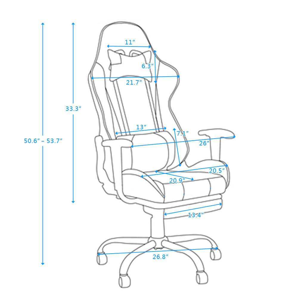 Homrest Racing Gaming Chair Faux Leather Chair Swivel Office Chair White