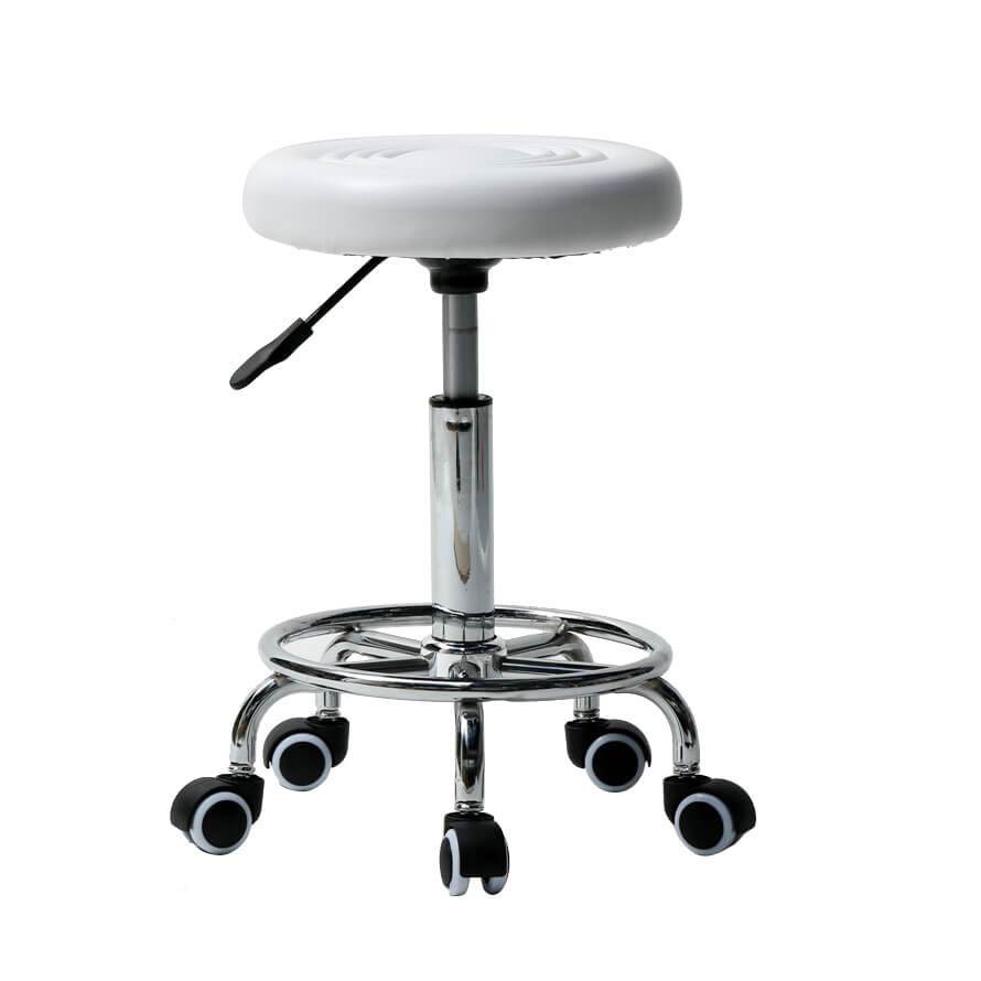 Homrest Round Stool with Lines Rotation Bar Stool White