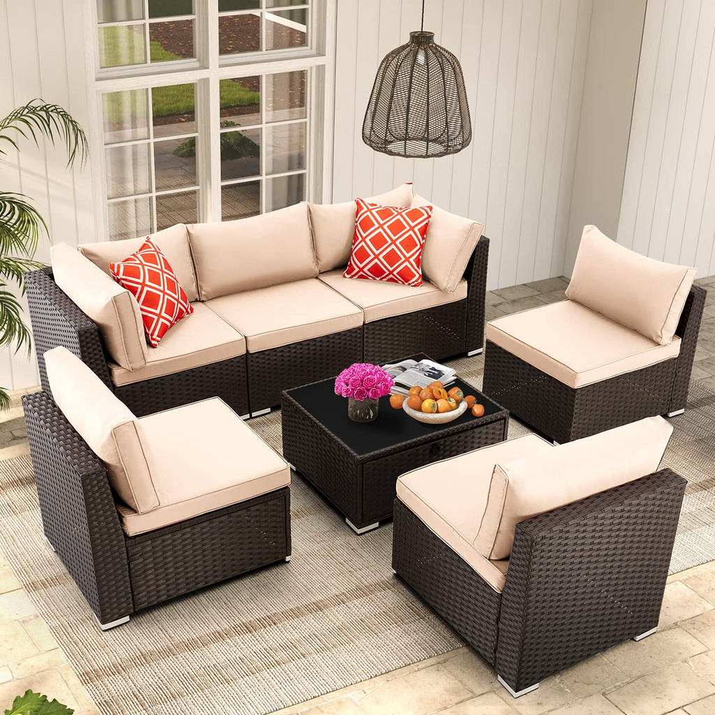 7 piece discount rattan patio set